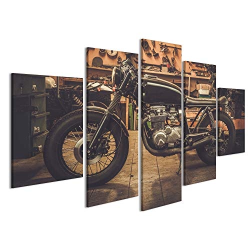 islandburner Bild Bilder auf Leinwand Vintage Motorrad Werkstatt Sepia Poster, Leinwandbild, Wandbilder