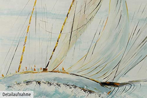 KunstLoft® XXL Gemälde Ship Tale 200x100cm | original handgemalte Bilder | Segelschiff Meer Blau Weiß Urlaub Modern | Leinwand-Bild Ölgemälde einteilig groß | Modernes Kunst Ölbild