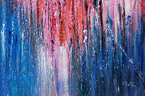 KunstLoft® XXL Gemälde Die Wiege des Meeres 200x100cm | original handgemalte Bilder | Abstrakt Blau Rot | Leinwand-Bild Acrylgemälde einteilig groß | Modernes Kunst Acrylbild