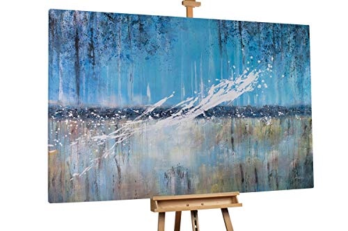 KunstLoft® XXL Gemälde Topview Beach 180x120cm | original handgemalte Bilder | Abstrakt Blau Beige Strand Deko | Leinwand-Bild Ölgemälde einteilig groß | Modernes Kunst Ölbild