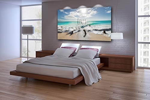 Voss Fine Art Photography Leinwandbild in Galerie Qualität. Strand und türkises Meer auf Aruba/Karibik Leinwandbild aufgezogen auf Naturholz Keilrahmen als Kunst Wandbild | Bild