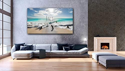 Voss Fine Art Photography Leinwandbild in Galerie Qualität. Strand und türkises Meer auf Aruba/Karibik Leinwandbild aufgezogen auf Naturholz Keilrahmen als Kunst Wandbild | Bild