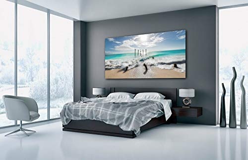 Voss Fine Art Photography Leinwandbild in Galerie Qualität. Strand und türkises Meer auf Aruba/Karibik Leinwandbild aufgezogen auf Naturholz Keilrahmen als Kunst Wandbild | Bild