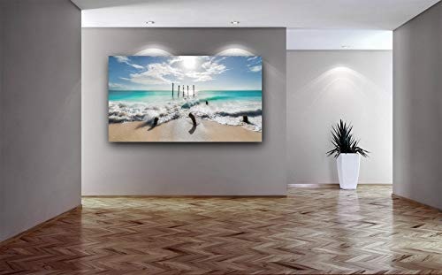 Voss Fine Art Photography Leinwandbild in Galerie Qualität. Strand und türkises Meer auf Aruba/Karibik Leinwandbild aufgezogen auf Naturholz Keilrahmen als Kunst Wandbild | Bild