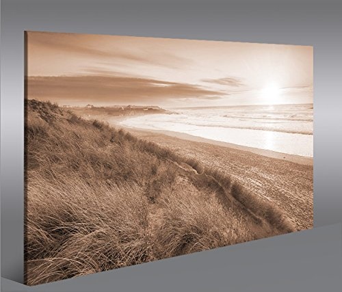 islandburner Bild Bilder auf Leinwand Dünen V2 Strand Nordsee Meer Sepia 1K XXL Poster Leinwandbild Wandbild Dekoartikel Wohnzimmer Marke