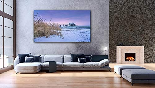 Voss Fine Art Photography Leinwandbild in Galerie Qualität. Asiatisches Teehaus Timmendorfer Strand im Winter. Leinwandbild aufgezogen auf Naturholz Keilrahmen als Kunst Wandbild | Bild