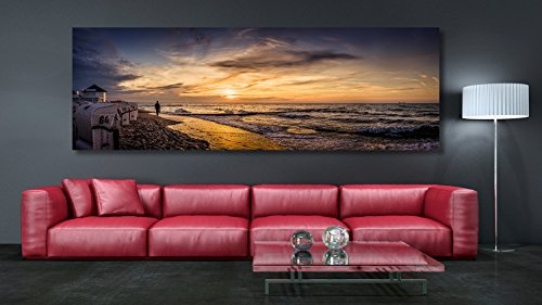 XXL Panorama Leinwandbild, Abends am Strand von Boltenhagen, EIN Exklusives Fineart Bild als Wanddeko, und Wandbild in Galerie Qualität auf Canvas© Künstler Leinwand 210 x 70cm
