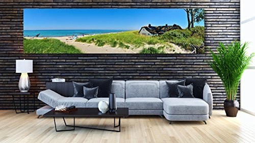 XXL Panorama Leinwandbild, Das Haus in den Dünen am Ostsee Strand, Fineart Bild, als hochwertige Wanddeko, Wandbild in Galerie Qualität auf Canvas© Künstler Leinwand 240 x 60cm