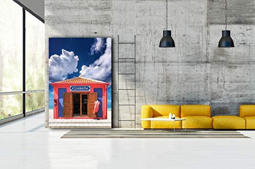 Voss Fine Art Photography Leinwandbild in Galerie Qualität. Buntes Haus am Strand auf der Insel Bonair in der Karibik. Leinwand Foto aufgezogen auf Naturholz Keilrahmen als Kunst Wandbild | Bild