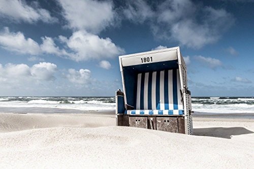 Voss Fine Art Photography Leinwandbild in Galerie Qualität. Sylt 1801. Strandkorb am Strand von Westerland. Leinwand Foto aufgezogen auf Naturholz Keilrahmen als Kunst Wandbild | Bild