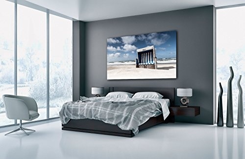 Voss Fine Art Photography Leinwandbild in Galerie Qualität. Sylt 1801. Strandkorb am Strand von Westerland. Leinwand Foto aufgezogen auf Naturholz Keilrahmen als Kunst Wandbild | Bild