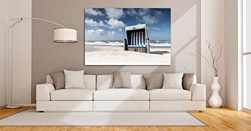 Voss Fine Art Photography Leinwandbild in Galerie Qualität. Sylt 1801. Strandkorb am Strand von Westerland. Leinwand Foto aufgezogen auf Naturholz Keilrahmen als Kunst Wandbild | Bild