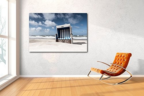 Voss Fine Art Photography Leinwandbild in Galerie Qualität. Sylt 1801. Strandkorb am Strand von Westerland. Leinwand Foto aufgezogen auf Naturholz Keilrahmen als Kunst Wandbild | Bild