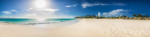 Leinwandbild in Galerie Qualität. Insel Aruba / Karibik. Sonnenuntergang am karibischen Sandstrand. . Leinwand Panoramabild aufgezogen auf Naturholz Keilrahmen als Kunst Wandbild | Bild