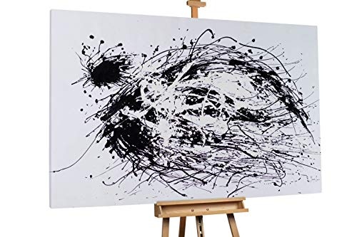 KunstLoft XXL Gemälde Lebhafte Ästhetik 180x120cm | Original handgemalte Bilder | Deko Schwarz auf Weiß Abstrakte Kunst | Leinwand-Bild Ölgemälde Einteilig groß | Modernes Kunst Ölbild
