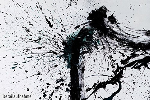KunstLoft XXL Gemälde Black in Motion 180x120cm | Original handgemalte Bilder | Abstrakt Schwarz Weiß | Leinwand-Bild Ölfarbegemälde Einteilig groß | Modernes Kunst Ölfarbebild