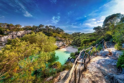 Voss Fine Art Photography Leinwandbild in Galerie Qualität. Insel Menorca. Einsame Badebucht im schönen Sonnenlicht. Leinwand Foto aufgezogen auf Naturholz Keilrahmen als Kunst Wandbild | Bild