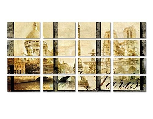 Leinwandbild Paris Mon Amour 16-teilig Frankreich Eiffelturm Sehenswürdigkeiten, Leinwand, Leinwandbild XXL, Leinwanddruck, Wandbild