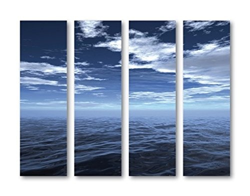 Leinwandbild Dark Water Quattro Wasser Wellen Ozean Meer Himmel, Leinwand, Leinwandbild XXL, Leinwanddruck, Wandbild