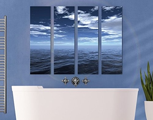 Leinwandbild Dark Water Quattro Wasser Wellen Ozean Meer Himmel, Leinwand, Leinwandbild XXL, Leinwanddruck, Wandbild