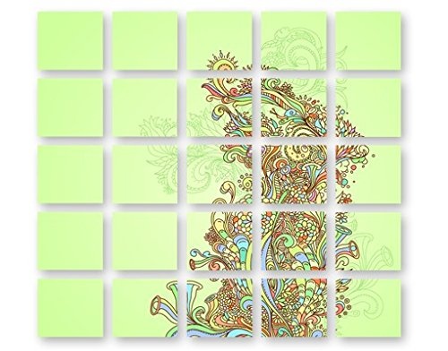 Leinwandbild Florale Illustration 25-teilig Frühling Blumen Blüten Ranken, Leinwand, Leinwandbild XXL, Leinwanddruck, Wandbild