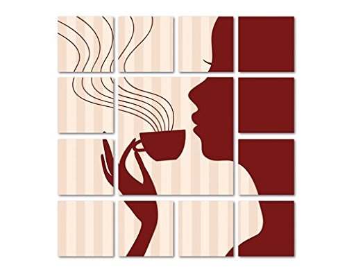 Leinwandbild Hot Coffee 13-teilig Kaffee Frau Retro Abstrakt Espresso, Leinwand, Leinwandbild XXL, Leinwanddruck, Wandbild