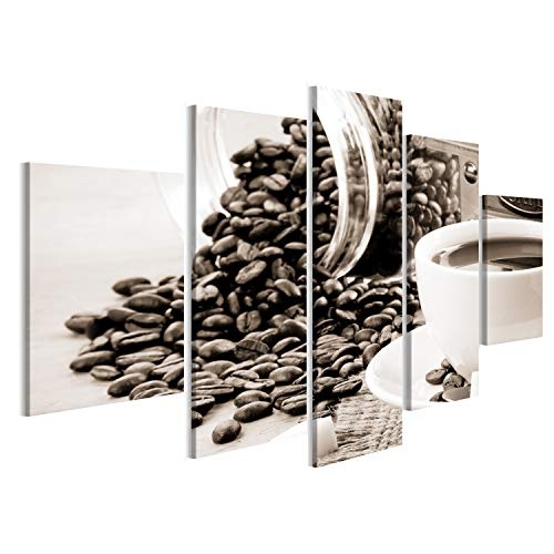 islandburner Bild Bilder auf Leinwand Tasse Kaffee und Schleifer auf Sepia Wandbild, Poster, Leinwandbild MOX