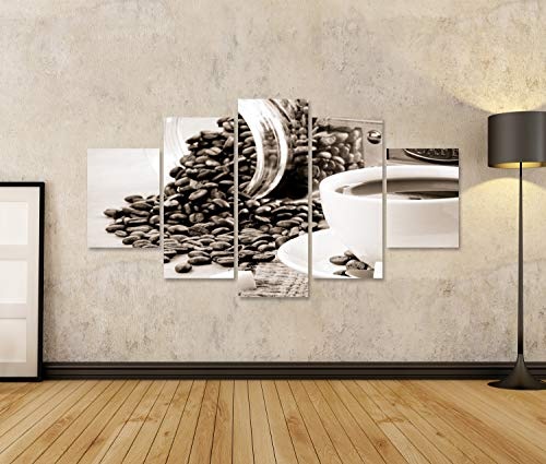 islandburner Bild Bilder auf Leinwand Tasse Kaffee und Schleifer auf Sepia Wandbild, Poster, Leinwandbild MOX