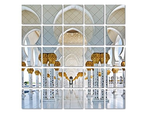 Leinwandbild Moschee in Abu Dhabi 25-teilig Arabien Religion Gold Marmor, Leinwand, Leinwandbild XXL, Leinwanddruck, Wandbild