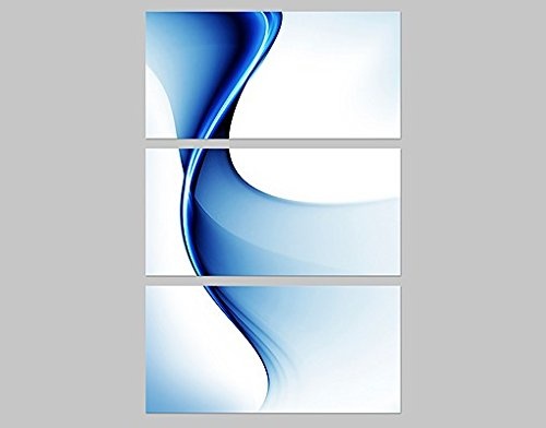 Leinwandbild Blaue Wandlung Trio Digitale Kunst Abstrakt Welle Drehung Glanz, Leinwand, Leinwandbild XXL, Leinwanddruck, Wandbild