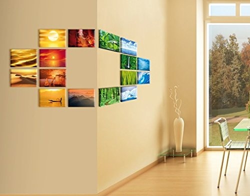 Leinwandbild Farben der Natur 16-teilig Sonnenuntergang Wald Landschaften Meer, Leinwand, Leinwandbild XXL, Leinwanddruck, Wandbild