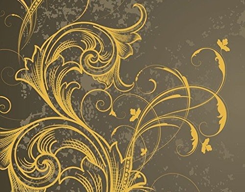 Leinwandbild Florale Ornamente 16-teilig Barock Rokoko Golden Eleganz Schnörkel, Leinwand, Leinwandbild XXL, Leinwanddruck, Wandbild