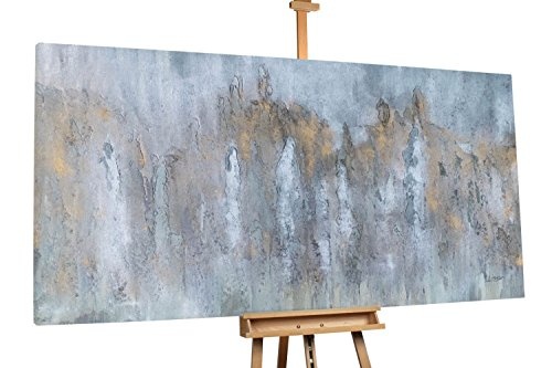 KunstLoft XXL Gemälde Felsen des Nordens 200x100cm | Original handgemalte Bilder | Abstrakt Wand Gold Grau | Leinwand-Bild Ölgemälde Einteilig groß | Modernes Kunst Ölbild