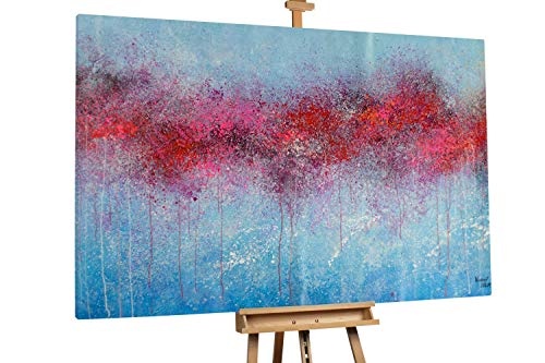 KunstLoft® XXL Gemälde Blütezeit 180x120cm | original handgemalte Bilder | Blüten Abstrakt Lila Rot | Leinwand-Bild Ölgemälde einteilig groß | Modernes Kunst Ölbild