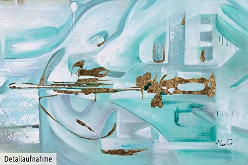 KunstLoft XXL Gemälde Farbenmärchen 200x100cm | Original handgemalte Bilder | Abstrakt Türkis Lila Weiß | Leinwand-Bild Ölgemälde Einteilig groß | Modernes Kunst Ölbild