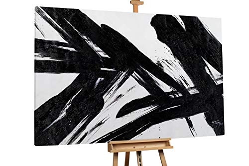 KunstLoft® XXL Gemälde Monochrome Momente 180x120cm | original handgemalte Bilder | Abstrakt modern Schwarz Grau | Leinwand-Bild Ölgemälde einteilig groß | Modernes Kunst Ölbild