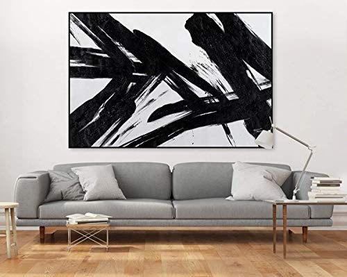 KunstLoft® XXL Gemälde Monochrome Momente 180x120cm | original handgemalte Bilder | Abstrakt modern Schwarz Grau | Leinwand-Bild Ölgemälde einteilig groß | Modernes Kunst Ölbild