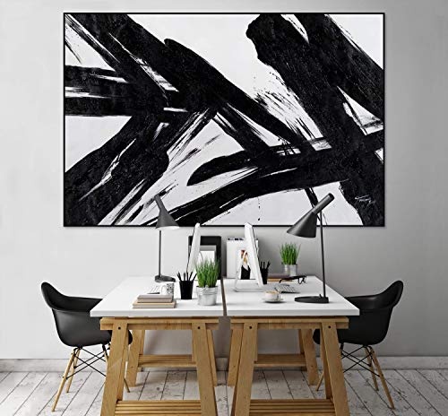 KunstLoft® XXL Gemälde Monochrome Momente 180x120cm | original handgemalte Bilder | Abstrakt modern Schwarz Grau | Leinwand-Bild Ölgemälde einteilig groß | Modernes Kunst Ölbild