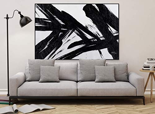 KunstLoft® XXL Gemälde Monochrome Momente 180x120cm | original handgemalte Bilder | Abstrakt modern Schwarz Grau | Leinwand-Bild Ölgemälde einteilig groß | Modernes Kunst Ölbild