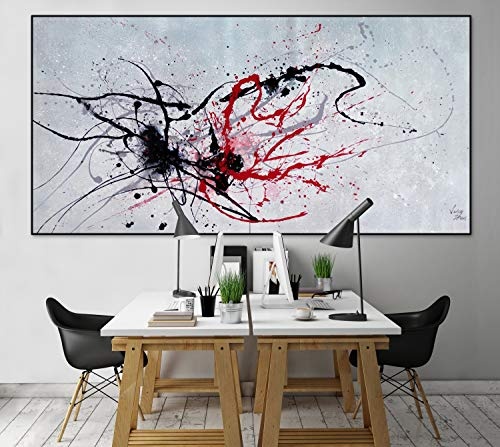 KunstLoft® XXL Gemälde Intimes Wiedersehen 200x100cm | original handgemalte Bilder | Kleckse Abstrakt Schwarz Rot | Leinwand-Bild Ölgemälde einteilig groß | Modernes Kunst Ölbild