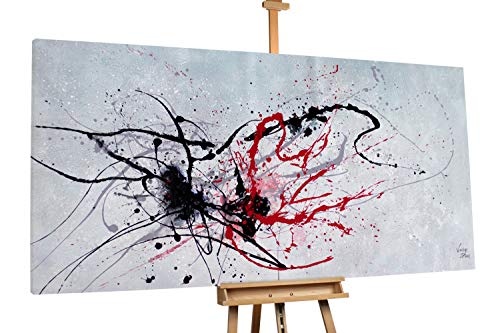 KunstLoft® XXL Gemälde Intimes Wiedersehen 200x100cm | original handgemalte Bilder | Kleckse Abstrakt Schwarz Rot | Leinwand-Bild Ölgemälde einteilig groß | Modernes Kunst Ölbild