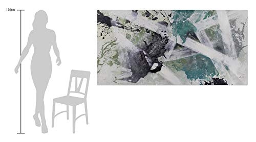 KunstLoft® XXL Gemälde Imposing Abstraction 200x100cm | original handgemalte Bilder | Abstrakt Linien Grün Grau | Leinwand-Bild Ölgemälde einteilig groß | Modernes Kunst Ölbild