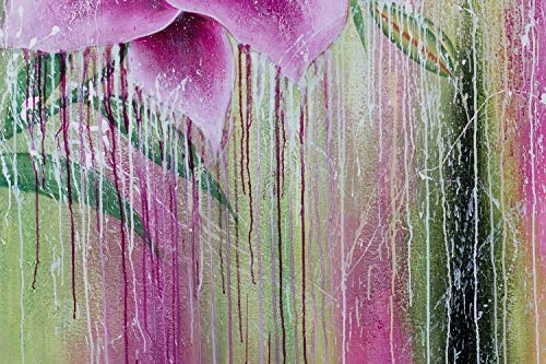 KunstLoft® XXL Gemälde Exotic Lily 180x120cm | original handgemalte Bilder | Lilie Streifen Pink Grün | Leinwand-Bild Ölgemälde einteilig groß | Modernes Kunst Ölbild