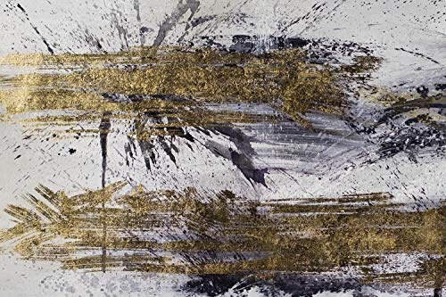 KunstLoft® XXL Gemälde Spuren in Gold 180x120cm | original handgemalte Bilder | Abstrakt Streifen Beige Braun | Leinwand-Bild Ölgemälde einteilig groß | Modernes Kunst Ölbild