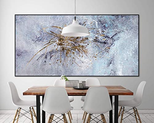 KunstLoft® XXL Gemälde Reißende Stürme 200x100cm | original handgemalte Bilder | Tupfen Abstrakt Grau | Leinwand-Bild Ölgemälde einteilig groß | Modernes Kunst Ölbild