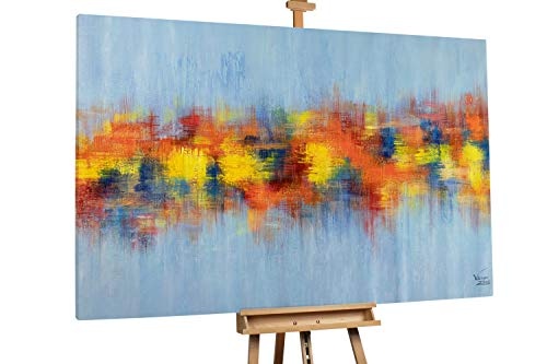KunstLoft® XXL Gemälde Bund der Farben 180x120cm | original handgemalte Bilder | Verlauf Abstrakt Blau Orange | Leinwand-Bild Ölgemälde einteilig groß | Modernes Kunst Ölbild