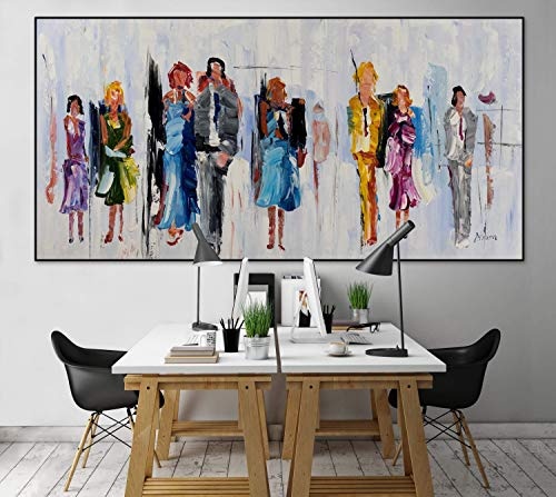 KunstLoft® XXL Gemälde Buntes Stadtgeschehen 200x100cm | original handgemalte Bilder | Menschen Abstrakt Bunt Grau | Leinwand-Bild Ölgemälde einteilig groß | Modernes Kunst Ölbild