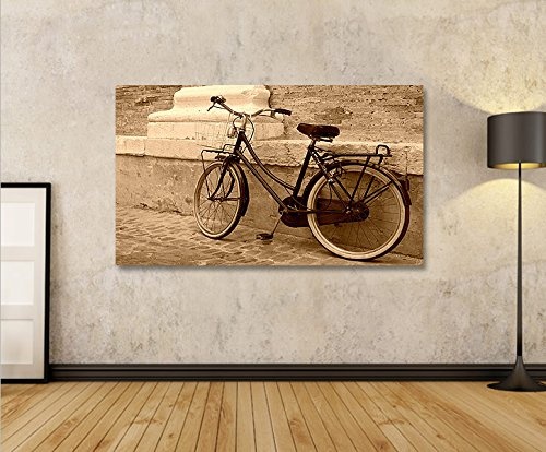 islandburner Bild Bilder auf Leinwand Hollandrad Sepia Retro Altes Fahrrad 1p XXL Poster Leinwandbild Wandbild Dekoartikel Wohnzimmer Marke