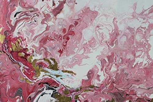 KunstLoft® XXL Gemälde Blüten aus Gold 200x150cm | original handgemalte Bilder | Abstrakt Verlauf Rosa Weiß | Leinwand-Bild Ölgemälde einteilig groß | Modernes Kunst Ölbild