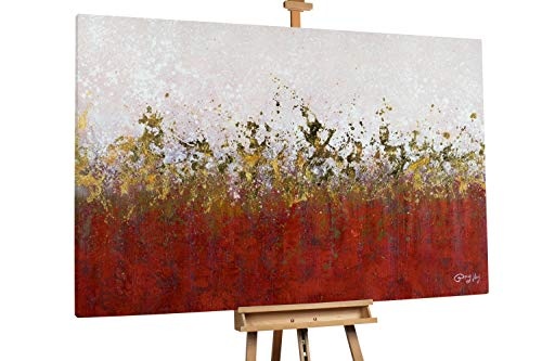 KunstLoft® XXL Gemälde Burning Passion 180x120cm | original handgemalte Bilder | Horizont Abstrakt Beige Rot | Leinwand-Bild Ölgemälde einteilig groß | Modernes Kunst Ölbild